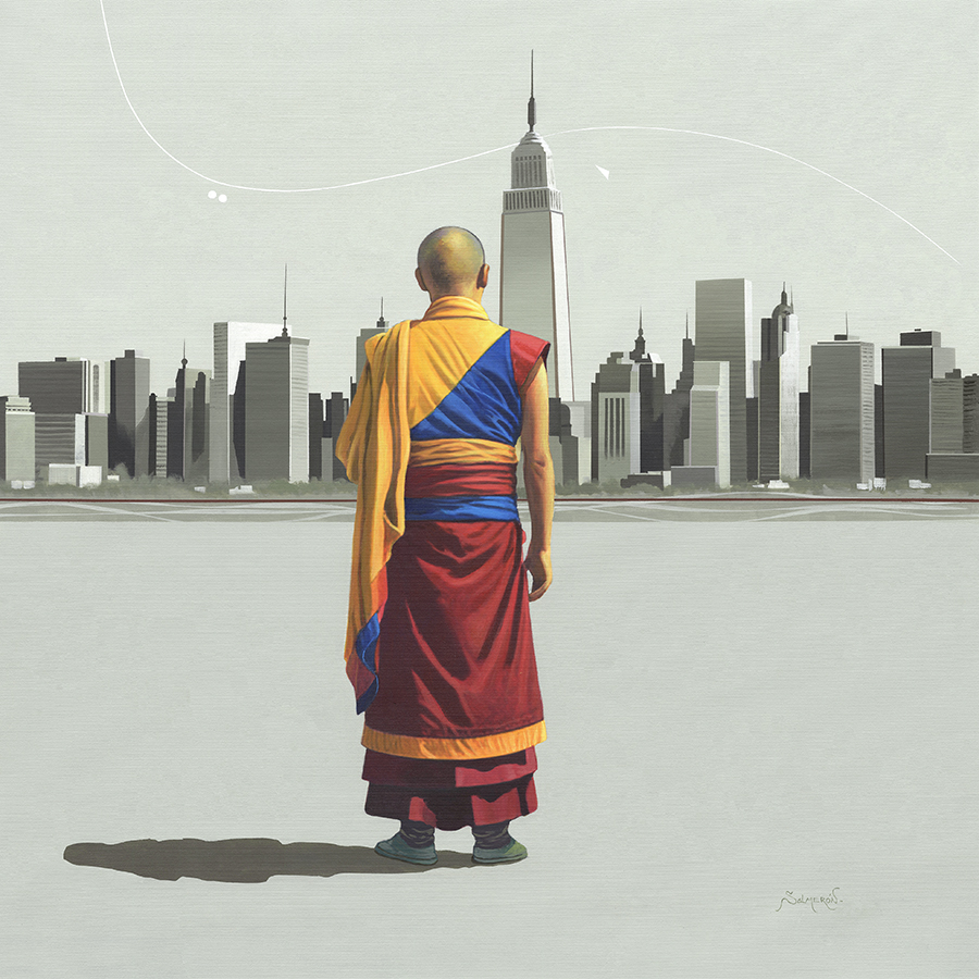 EL REENCUENTRO ACRÍLICO SOBRE LIENZO 92X92 CM.