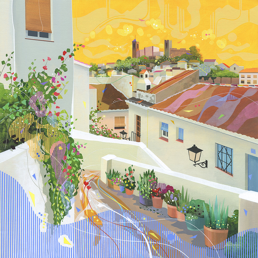 CASARES - MÁLAGA ACRILICO SOBRE LIENZO 60X60 CM